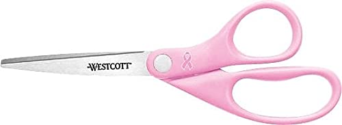 Westcott 15387 All Purpose Breast Cancer Awareness Scissors with BCA Pin, 8-Inch Long, Pink