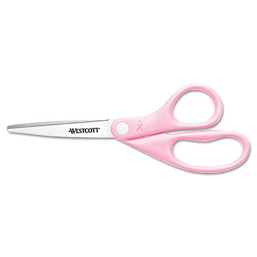 Westcott 15387 All Purpose Breast Cancer Awareness Scissors with BCA Pin, 8-Inch Long, Pink