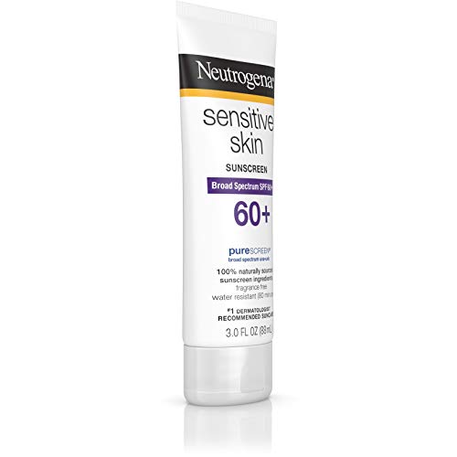 Neutrogena Sensitive Skin Sunscreen Lotion with Broad Spectrum SPF 60+, Water-Resistant, Hypoallergenic & Oil-Free Gentle Sunscreen Formula, 3 fl. oz