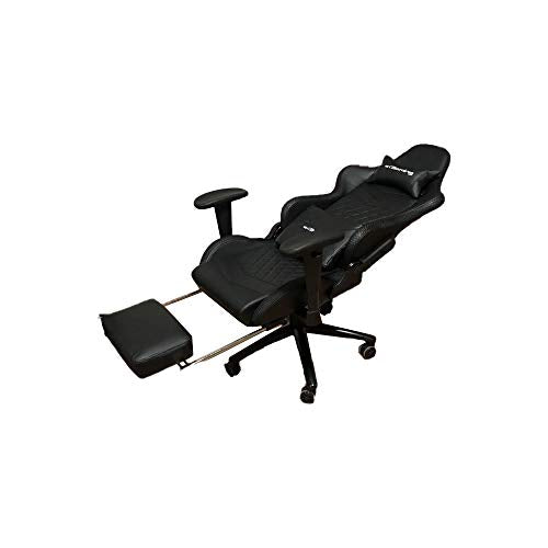 Gaming Chair with FOOTREST - Office Chair - Black with RGB/LED Lights Pillows Included