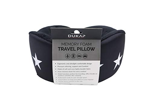 DUKAP Memory Foam Travel Pillow with 360 Degree Head and Neck Support, Travel Accessory for Airplane