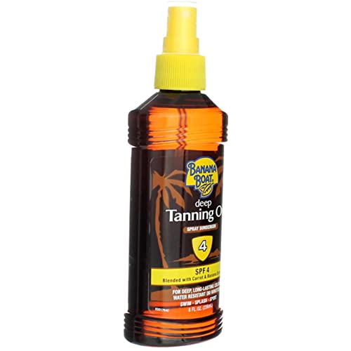Banana Boat Sunscreen Dark Tanning Oil with Carrot and Banana Extract Sun Care Sunscreen Spray- SPF 4, 8 Ounce