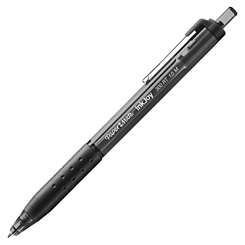 Paper Mate® 300RT Effortless Glide Ballpoint Pens, Medium Point, 1.0 mm, Transparent Barrels, Black Ink, 8 Count