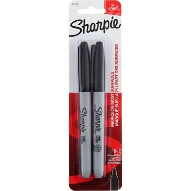 Sharpie 30162PP Fine Point Permanent Marker, Marks On Paper and Plastic, Resist Fading and Water, AP Certified, Black Color, 6 Blister Packs with 2 Markers, Total of 12 Markers