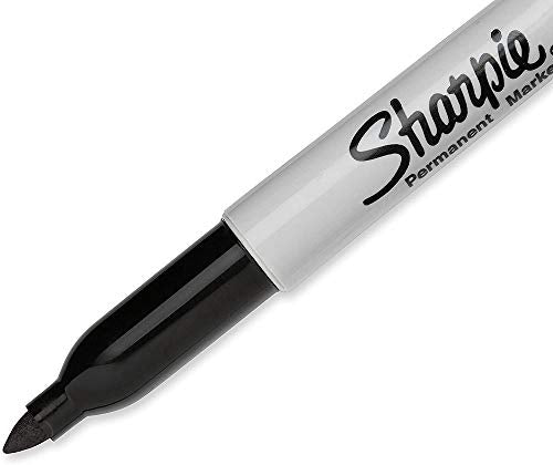 Sharpie 30001 Fine Point Permanent Marker, Marks On Paper and Plastic, Resist Fading and Water, AP Certified, Black Color, 12 Markers Per Box