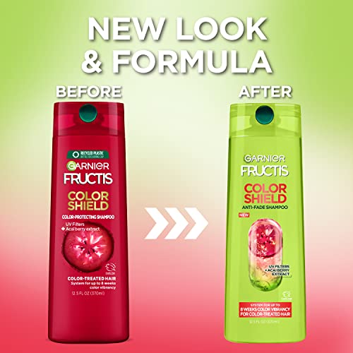 Garnier Fructis Color Shield Shampoo, Fortifying Shampoo for Color Treated Hair, Works on All Types of Hair and Color, Vegan and Paraben Free, 12.5 fl. oz. (Packaging may vary old or new packaging)