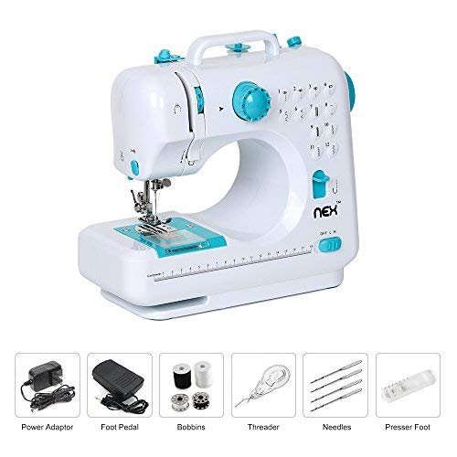 Sewing Machine Portable Crafting Mending Machine with 12 Built-in Stitches Double Thread and Speed for Beginner