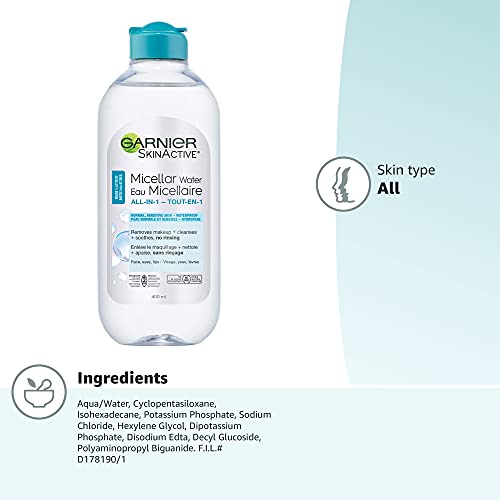 Garnier SkinActive Micellar Water For Waterproof Makeup, Facial Cleanser & Makeup Remover