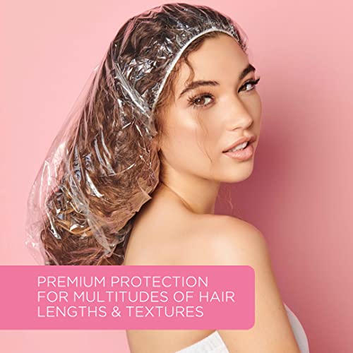 ADAMA Disposable Shower Conditioning Processing Caps, Ideal For Perms and Conditioning Treatments, Clear Caps With Elastic Trim, Extra Large For Ultimate Coverage