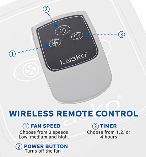 Lasko Remote Control Stand, 3-Speed Household Fans, 1-Pack, White