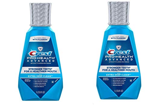 Crest Pro-Health Advanced Anticavity Fluoride Mouthwash/Rinse, Alcohol Free, 1 Liter (33.8 fl oz) - Pack of 2