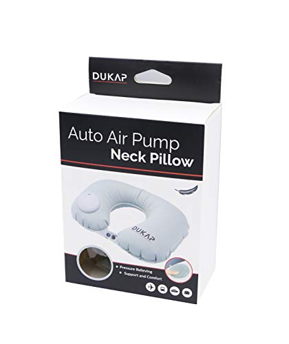 DUKAP Auto Inflatable Air Pump Travel Neck Pillow for Neck Support, Travel Accessory for Airplane