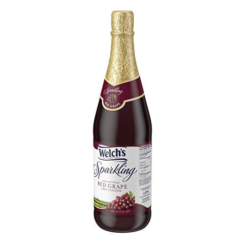 Welch's Sparkling Juice Cocktail, Non-Alcoholic, Red Grape, 25.4 Ounce (Pack of 12)