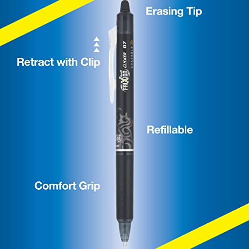 Pilot Frixion Clicker Erasable Gel Pen, Assorted Ink, 3 per Pack (31467), Black/Blue/Red