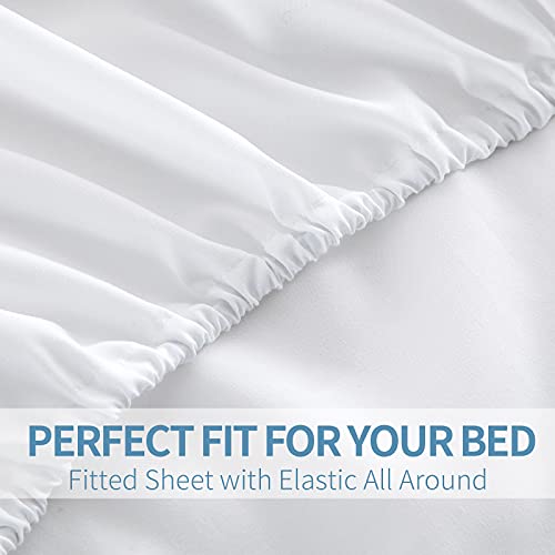 KKJIAF Full Size Sheet Sets - 4 Piece Bed Sheet Set- Microfiber 1800 Thread Count, Soft & Breathable Bedding Sheet Sets, Deep Pocket Fitted Sheet, Flat Sheet and 2 Pillowcases - White