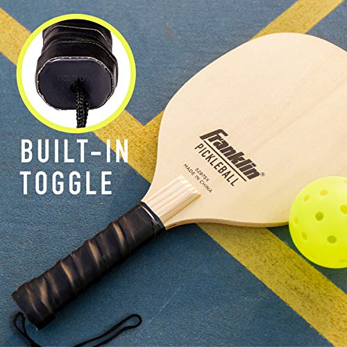 Franklin Sports Wooden Pickleball Paddle and X-40 Pickleball Set - Includes (4) Wooden Paddles and (4) pickleballs - USA Pickleball Approved X-40 Balls