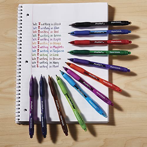 Paper Mate 1960662 Profile Retractable Ballpoint Pens, Assorted Colors, 8-Count