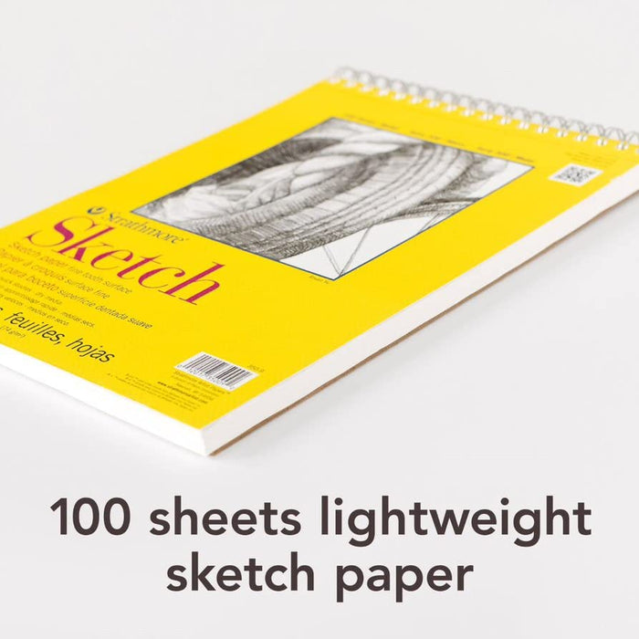 Strathmore 300 Series Sketch Paper Pad, Top Wire Bound, 14x17 inches, 100 Sheets (50lb/74g) - Artist Sketchbook for Adults and Students - Graphite, Charcoal, Pencil, Colored Pencil