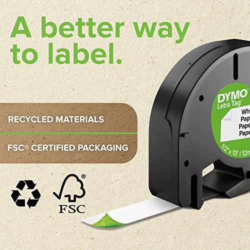 DYM16952 Authentic LetraTag Labeling Tape for LetraTag Label Makers, Black Print on Clear pastic Tape, 1/2'' W x 13' L, 1 roll (16952)