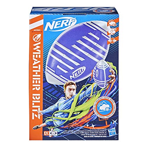 Nerf Weather Blitz Foam Football For All-Weather Play -- Easy-To-Hold Grips – Great For Indoor and Outdoor Games -- Silver