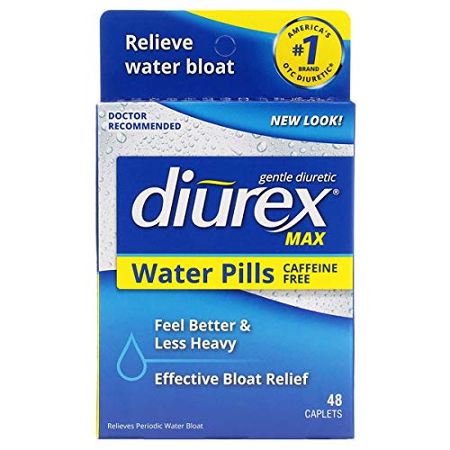 Diurex Max - Maximum Strength Caffeine-Free Diuretic Water Pills - Feel Better and Less Heavy, 48 Count (Pack of 1)