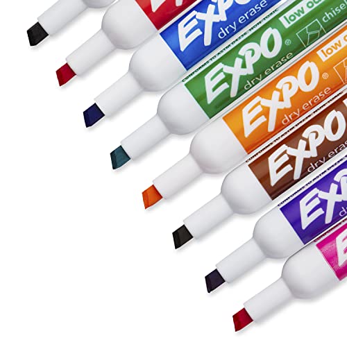 EXPO 80678 Low-Odor Dry Erase Markers, Chisel Tip, Assorted Colors, 8-Count