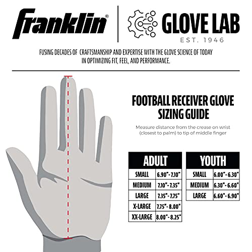 Franklin Sports Football Receiver Gloves - Adult and Youth Football Receiver Gloves - Extra-Grip Premium Football Gloves for All Ages - Hi-Tack - SFIA Approved