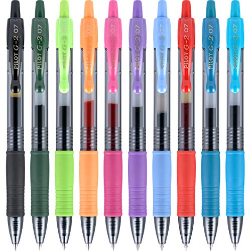 Pilot G2 Premium Retractable Gel-Ink Rolling Ball Pens, Fine Point (0.7 mm), Assorted, 10/Pk (13513)