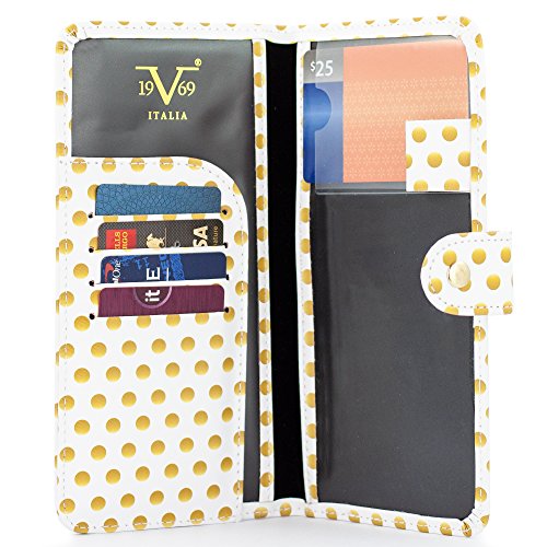 19V69 Italia RFID Passport Cover - Sturdy, Slim and Made from PU Leather (Golden Dots)