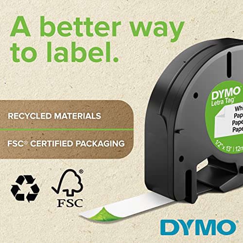 DYM16952 Authentic LetraTag Labeling Tape for LetraTag Label Makers, Black Print on Clear pastic Tape, 1/2'' W x 13' L, 1 roll (16952)