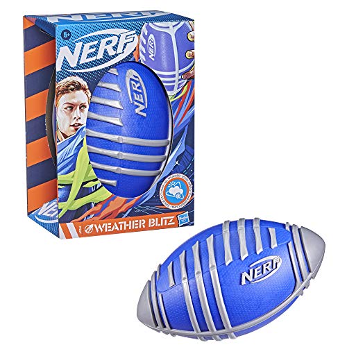 Nerf Weather Blitz Foam Football For All-Weather Play -- Easy-To-Hold Grips – Great For Indoor and Outdoor Games -- Silver