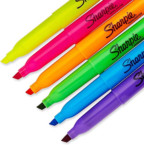 Sharpie 27145 Pocket Highlighters, Chisel Tip, Assorted Colors, 12-Count. 2-Pack