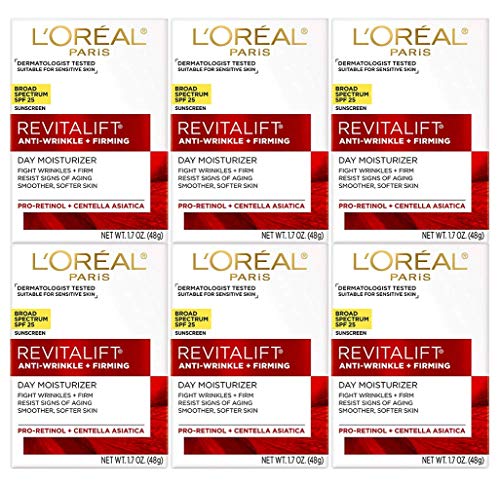 L'Oréal Paris Skincare Revitalift Face Moisturizer with Broad Spectrum SPF 25, Anti-Aging Moisturizer, 1.7 oz (Pack Of 6)