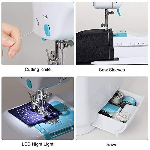 Sewing Machine Portable Crafting Mending Machine with 12 Built-in Stitches Double Thread and Speed for Beginner