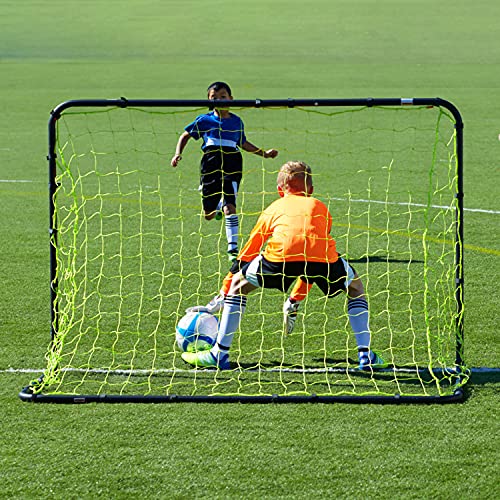 Franklin Sports Competition Backyard Soccer Goals - Portable Outdoor Soccer Goal with Net - Steel Post Metal Soccer Net with Ground Stakes - Folding Backyard Soccer Goal - Official Size + Mini Goals