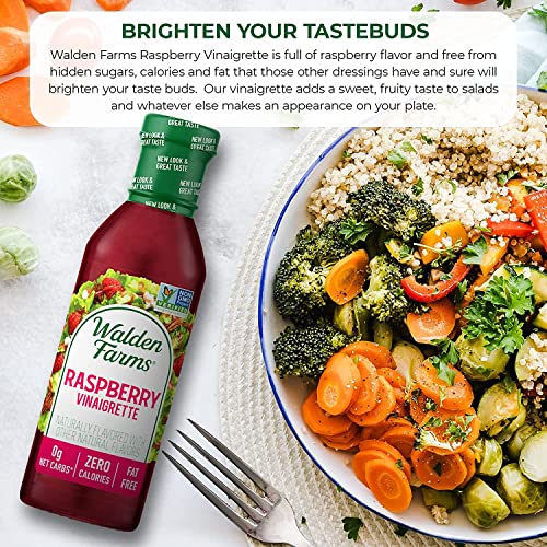 Walden Farms Raspberry Vinaigrette Dressing 12 oz Bottle (Pack of 2) Fresh and Delicious | Sugar Free 0g Net Carbs Condiment | Kosher Certified | So Tasty on Salads | Pizza | Vegetables | Cocktails and More