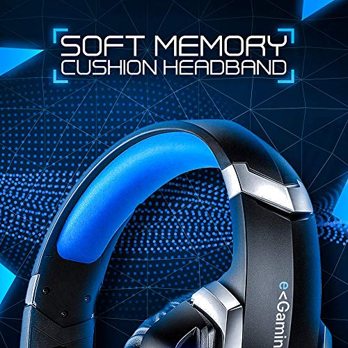 Gaming Headset Mic LED Headphones Stereo Bass Surround - Blue & Black with LED Lights