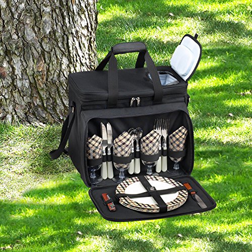 Picnic at Ascot Original Insulated picnic cooler with Service for 4 -Designed & Assembled in the USA