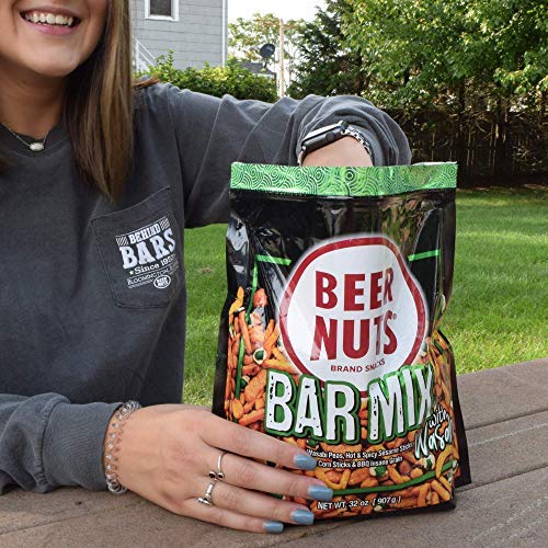 BEER NUTS Party Mixes - Crunchy Party Pretzels, Cheese Sticks, Sesame Sticks, Roasted Corn Nuts, & Salted Roasted Salty & Sweet Glazed Peanuts - Snack Chips Alternative - Resealable Bag