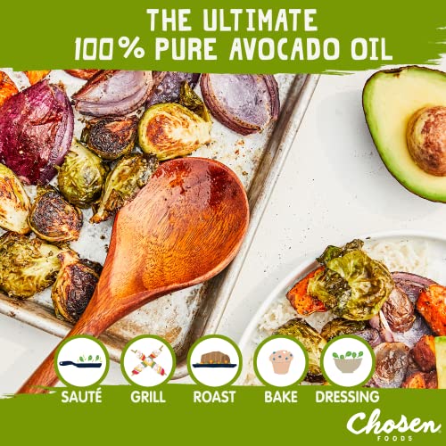 Chosen Foods 100% Pure Avocado Oil, Keto and Paleo Diet Friendly, Kosher Oil for Baking, High-Heat Cooking, Frying, Homemade Sauces, Dressings and Marinades